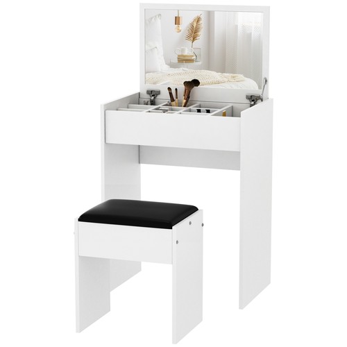 Homcom tavolo trucco - trucco, bianco